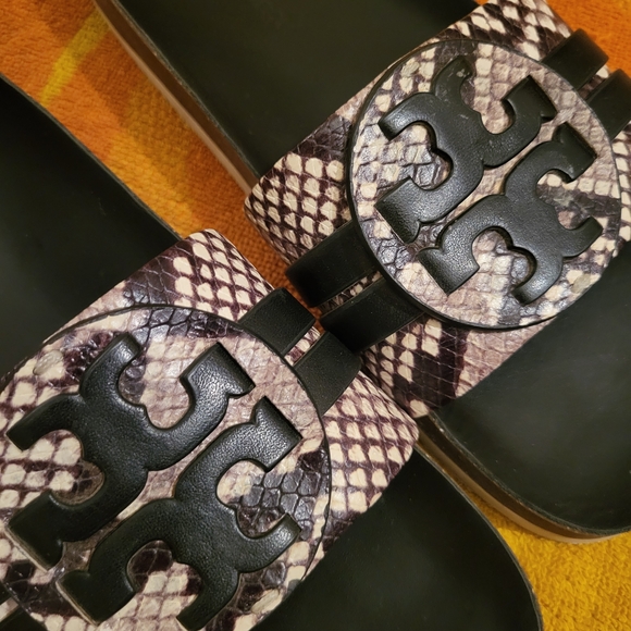 Tory Burch Black and Silver Slide Sandals - Picture 7 of 9